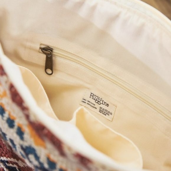 Handmade Boho Chic Weekender Bag woven Navajo cotton duffel shoulder carpet bag - Picture 10 of 15